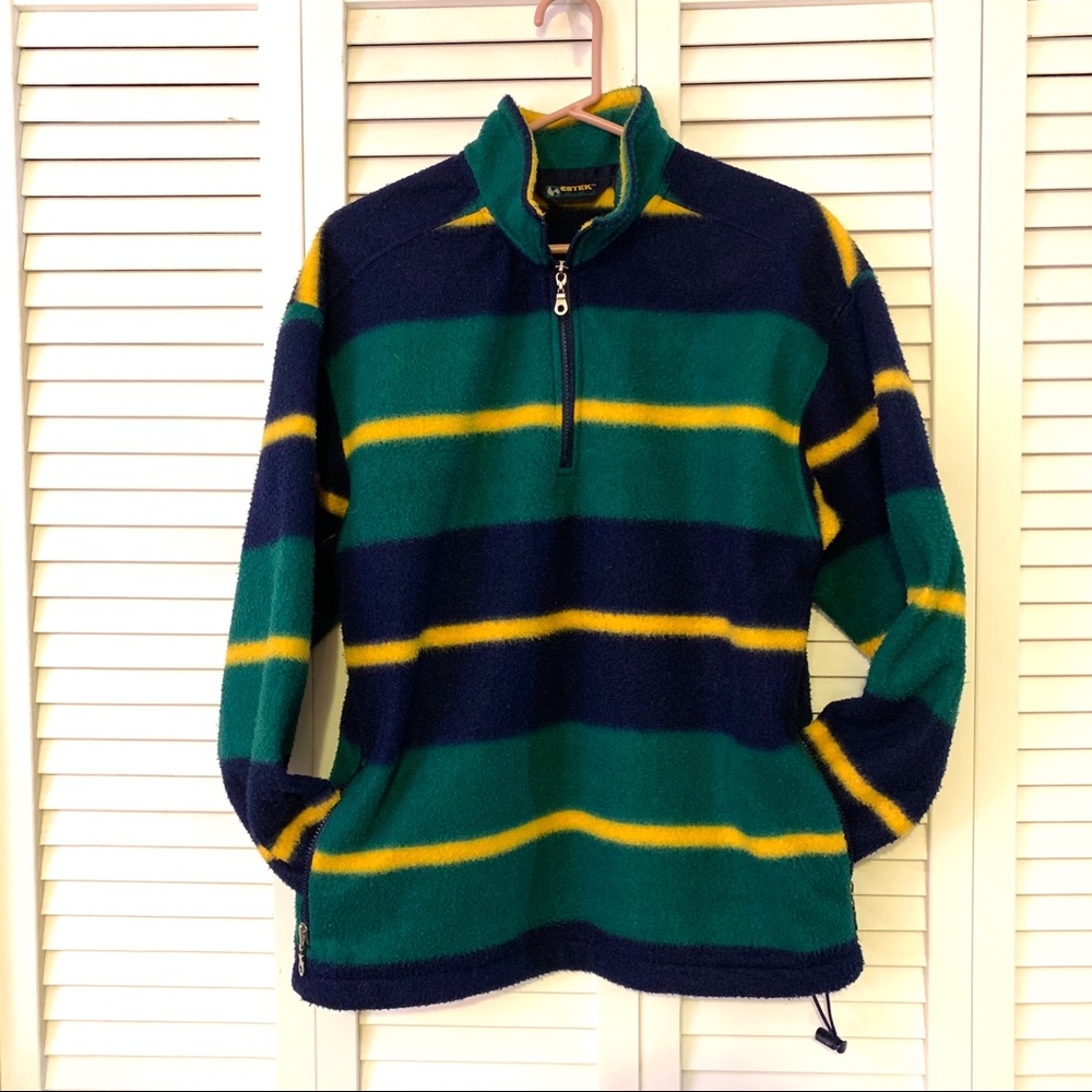 Eddie Bauer Throwback blue green  striped fleece
